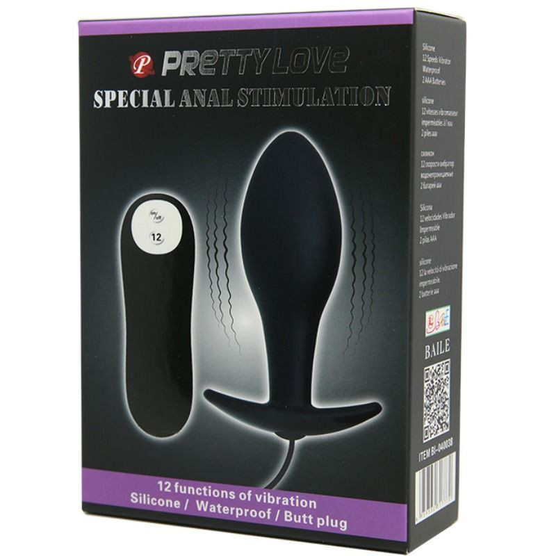 PRETTY LOVE - PLUG ANALE ANCORANTE IN SILICONE 12 MODALIT DI VIBRAZIONE NERO 2 