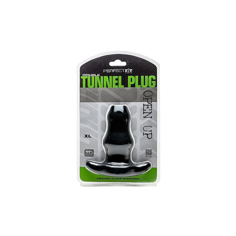 PERFECT FIT BRAND - DOUBLE TUNNEL PLUG XL LARGE BLACK 1 