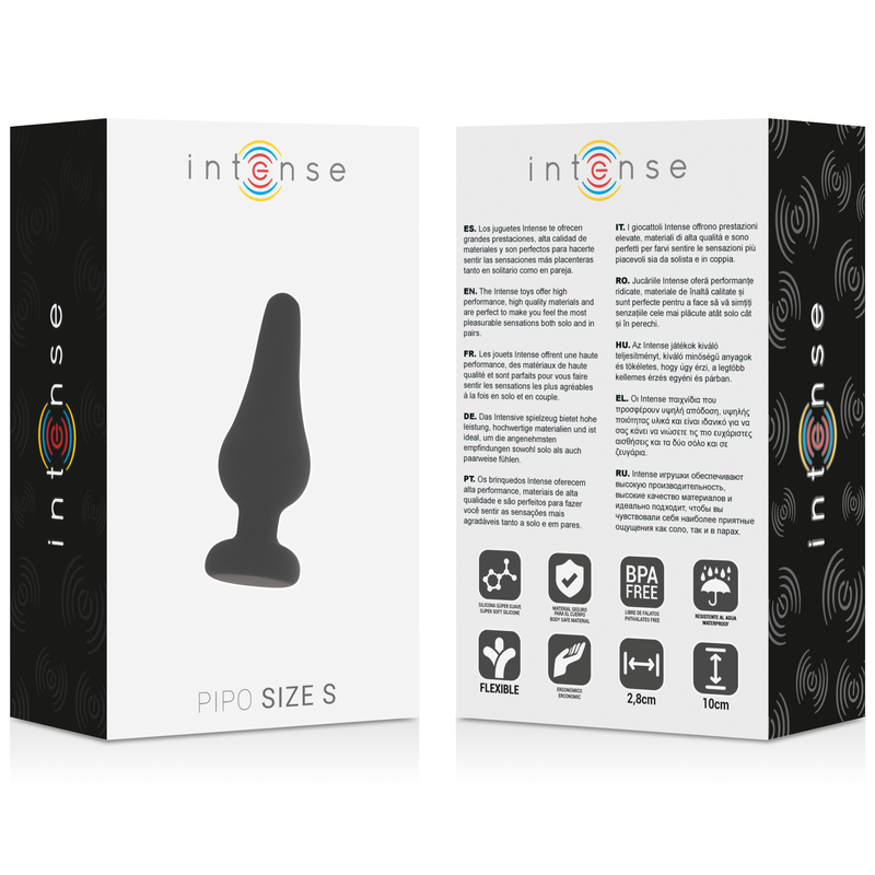 INTENSE - ANALPLUG PIPO S SCHWARZES SILIKON 9,8 CM 4 