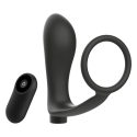 ADDICTED TOYS - ANELLO PER PENE CON TELECOMANDO PLUG ANALE NERO RICARICABILE 2 