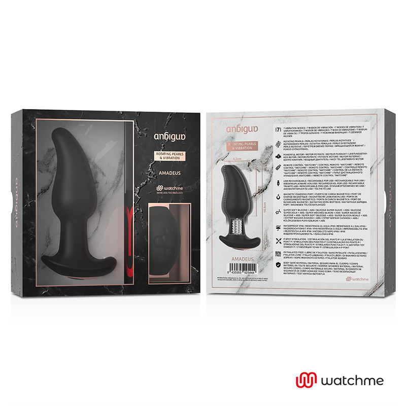 ANBIGUO - WATCHME REMOTE CONTROL ANAL PLUG VIBRATOR WITH ROTATION OF AMADEUS PEARLS 3 