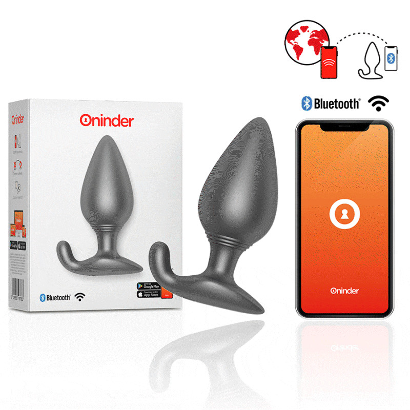 ONINDER - RIO VIBRATING ANAL PLUG BLACK - FREE APP 1 