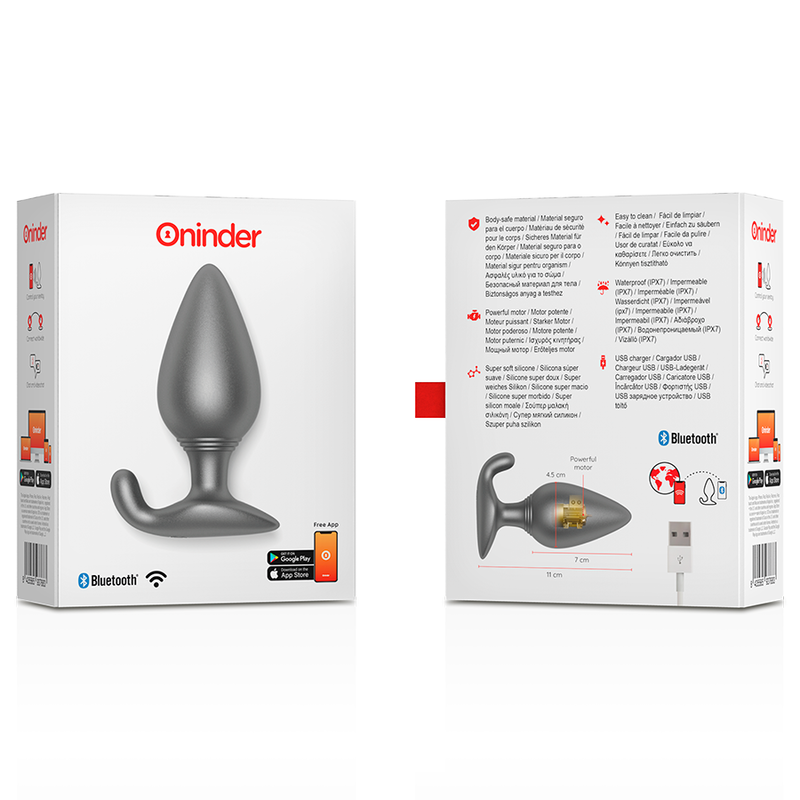 ONINDER - RIO VIBRIERENDER ANALPLUG SCHWARZ - KOSTENLOSE APP 6 