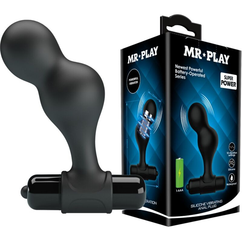 MR PLAY - SCHWARZER SILIKON-VIBRATOR-ANALSTECKER 1 