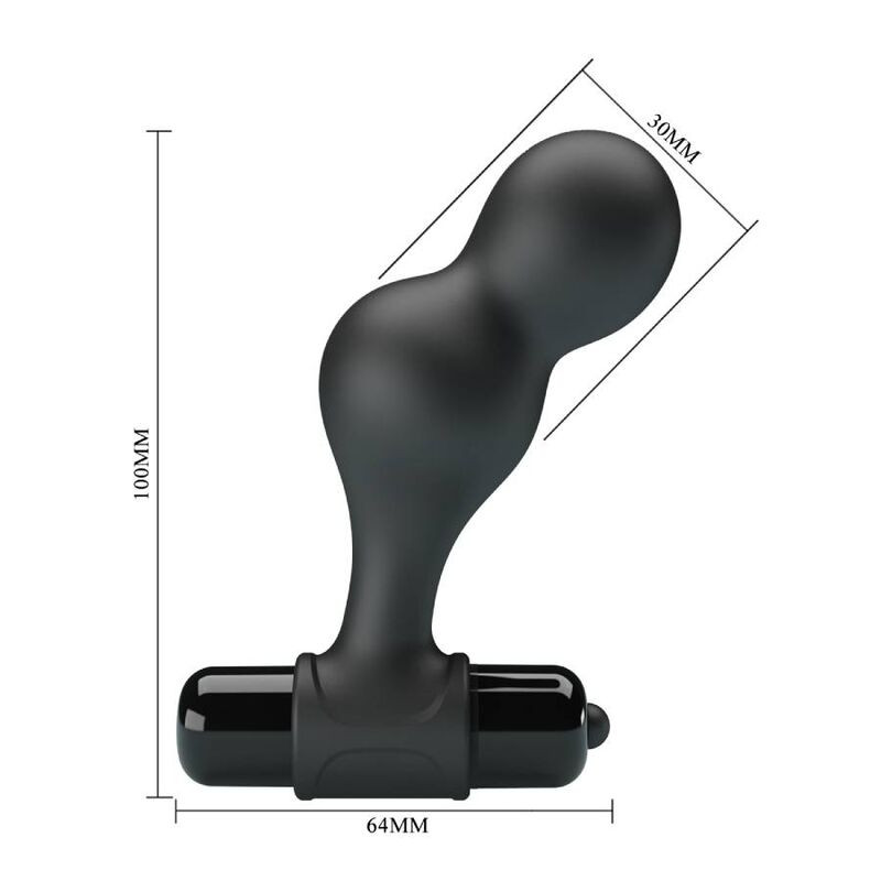 MR PLAY - BLACK SILICONE VIBRATOR ANAL PLUG 6 