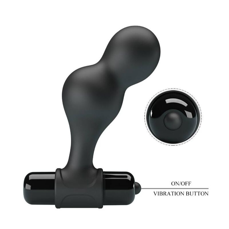 MR PLAY - BLACK SILICONE VIBRATOR ANAL PLUG 7 