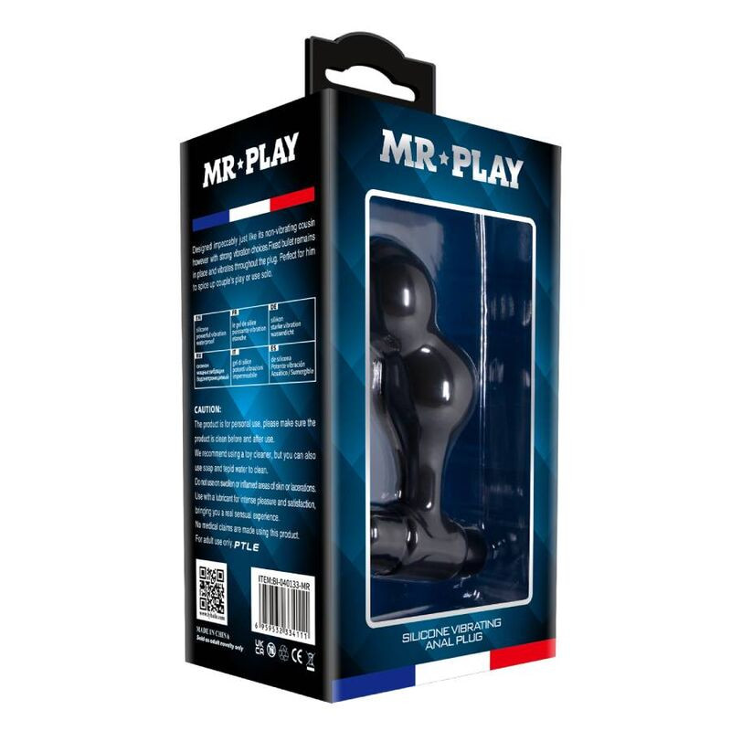 MR PLAY - BLACK SILICONE VIBRATOR ANAL PLUG 9 