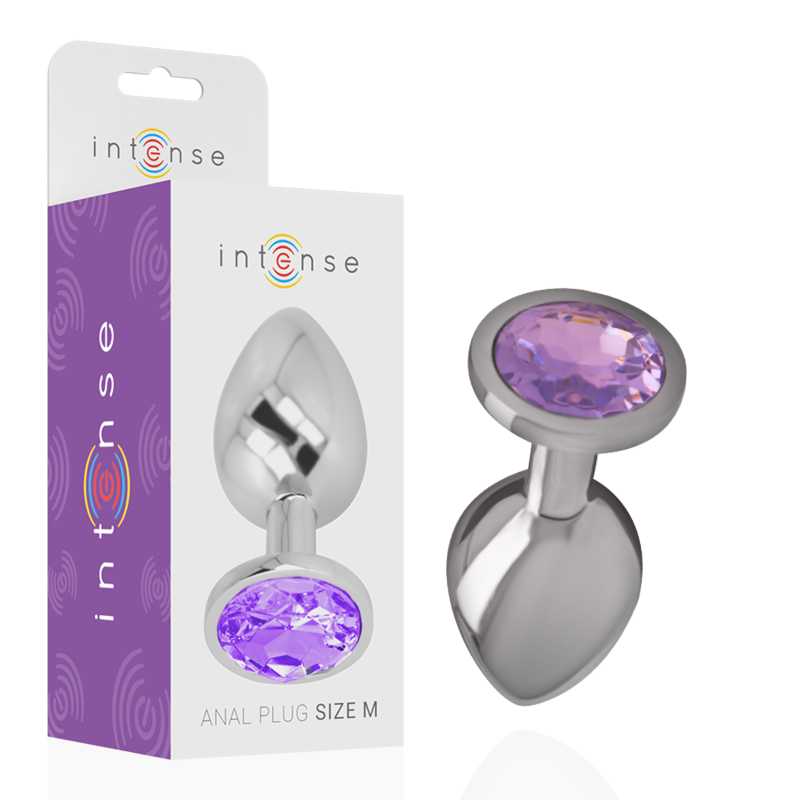 INTENSE - ALUMINUM METAL ANAL PLUG WITH VIOLET CRYSTAL SIZE M 1 