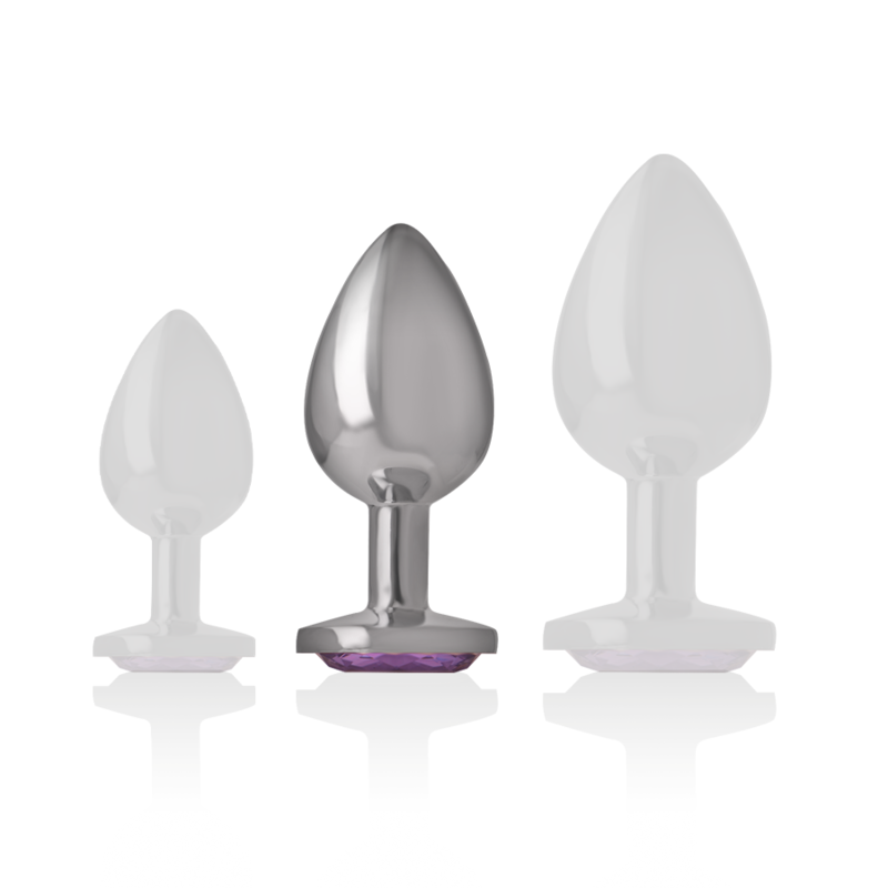 INTENSE - ALUMINUM METAL ANAL PLUG WITH VIOLET CRYSTAL SIZE M 5 