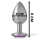 INTENSE - PLUG ANAL EN MÉTAL ALUMINIUM AVEC CRISTAL VIOLET TAILLE L 4 