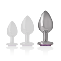 INTENSE - PLUG ANAL EN MÉTAL ALUMINIUM AVEC CRISTAL VIOLET TAILLE L 5 