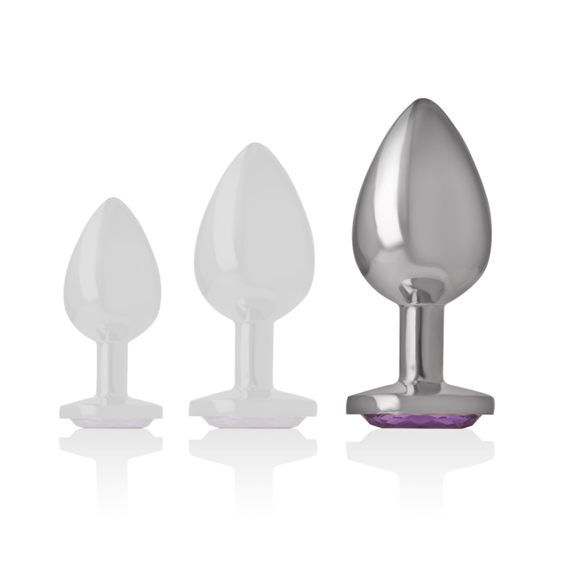 INTENSE - ALUMINUM METAL ANAL PLUG WITH VIOLET CRYSTAL SIZE L 5 