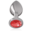 INTENSE - ALUMINUM METAL ANAL PLUG WITH RED CRYSTAL SIZE S 2 