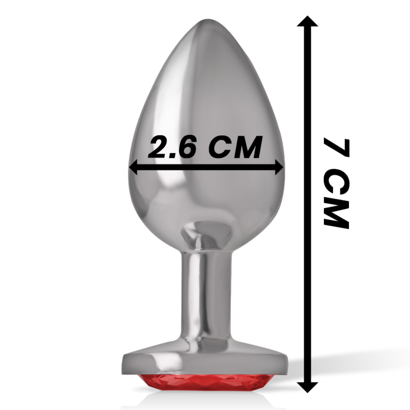 INTENSE - ALUMINUM METAL ANAL PLUG WITH RED CRYSTAL SIZE S 4 