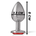 INTENSE - METALL-ANALSTECKER MIT ROTEN KRISTALL GRÖSSE M 4 