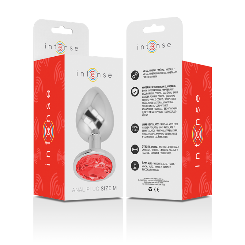 INTENSE - PLUG ANAL EN MÉTAL AVEC CRISTAL ROUGE TAILLE M 6 