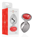 INTENSE - PLUG ANALE IN METALLO ALLUMINIO CON CRISTALLO ROSSO MISURA L 1 