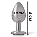 INTENSE - ANALPLUG AUS ALUMINIUMMETALL MIT SCHWARZEM GLAS, GRÖSSE M 4 