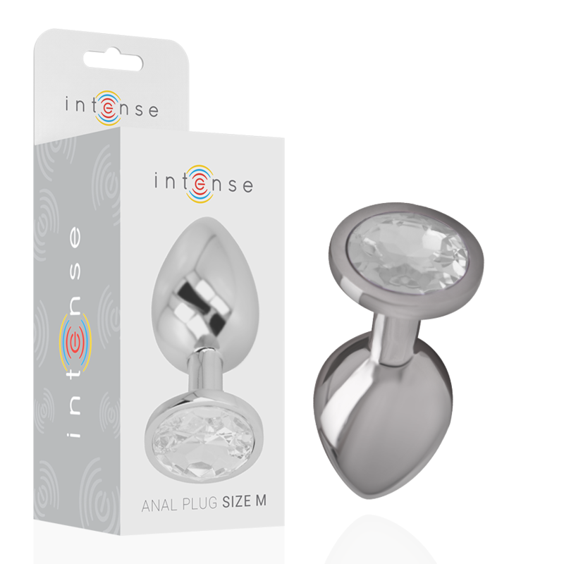 INTENSE - PLUG ANAL EN MÉTAL ALUMINIUM AVEC CRISTAL DARGENT TAILLE M 1 