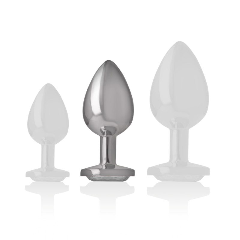 INTENSE - ALUMINUM METAL ANAL PLUG WITH SILVER CRYSTAL SIZE M 4 