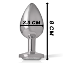 INTENSE - PLUG ANALE IN METALLO ALLUMINIO CON CRISTALLO ARGENTO TAGLIA M 6 