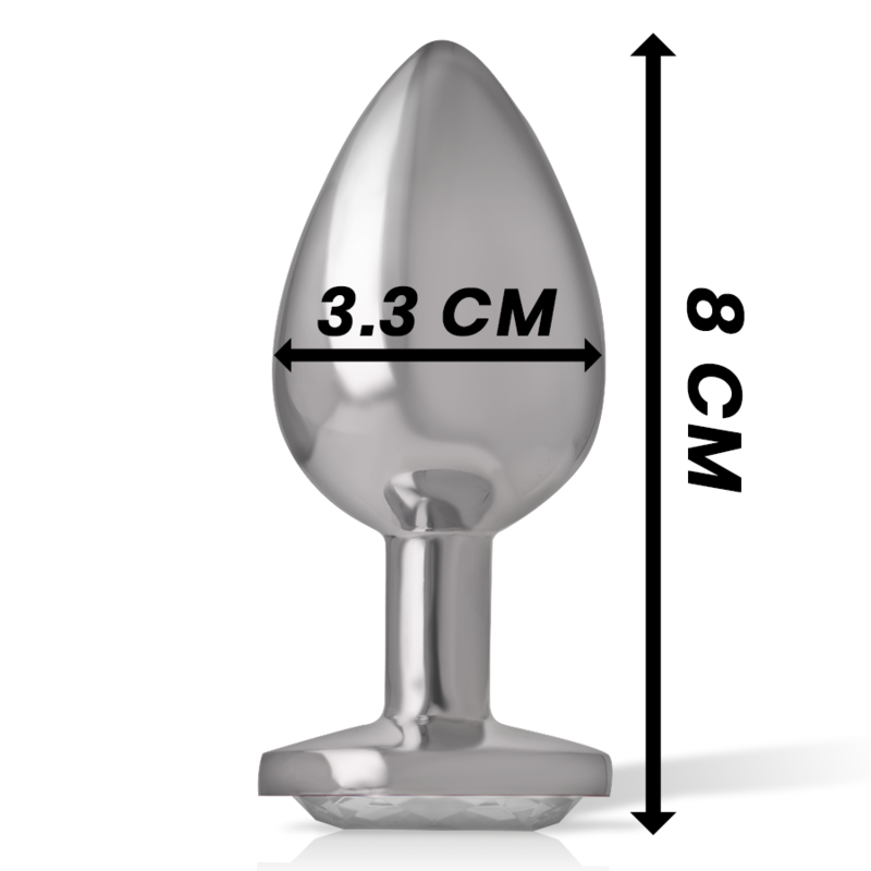 INTENSE - ALUMINIUM-METALL-ANALSPLUG MIT SILBERNEM KRISTALL, GRÖSSE M 6 