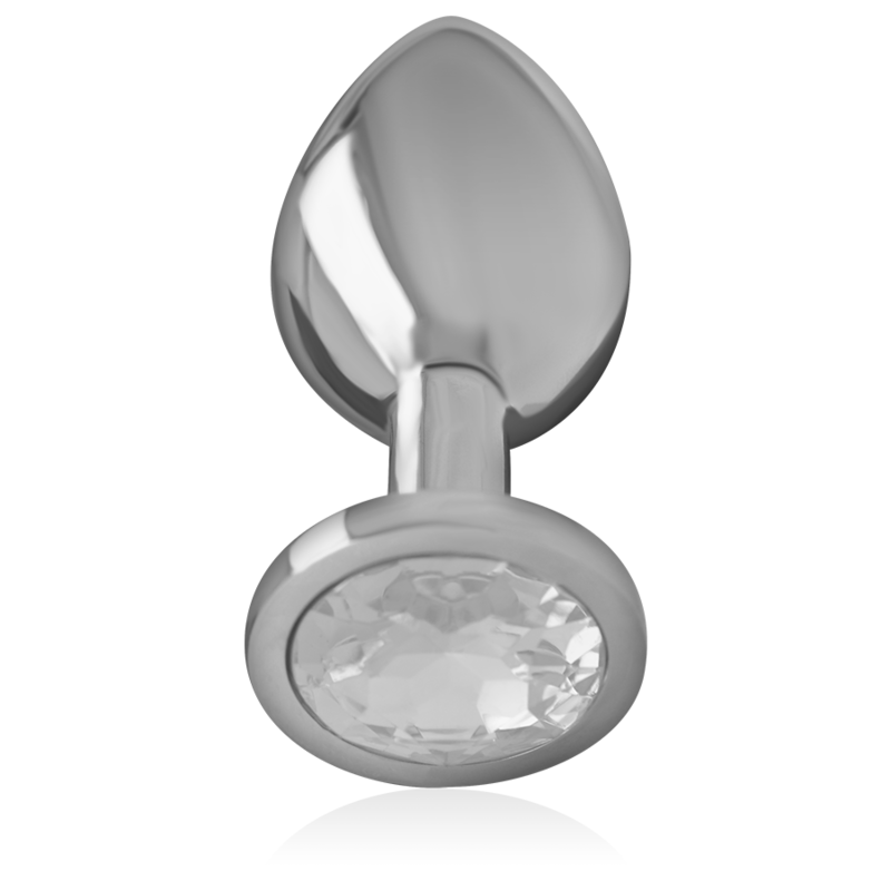 INTENSE - ALUMINUM METAL ANAL PLUG WITH SILVER CRYSTAL SIZE L 2 