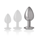 INTENSE - ALUMINUM METAL ANAL PLUG WITH SILVER CRYSTAL SIZE L 5 