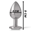 INTENSE - PLUG ANALE IN METALLO ALLUMINIO CON CRISTALLO ARGENTO MISURA L 6 