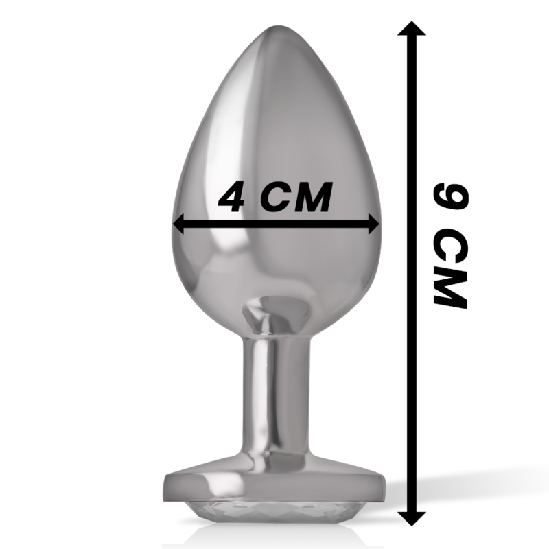 INTENSE - ALUMINUM METAL ANAL PLUG WITH SILVER CRYSTAL SIZE L 6 