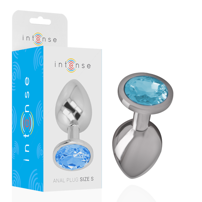 INTENSE - ALUMINUM METAL ANAL PLUG WITH BLUE CRYSTAL SIZE S 1 