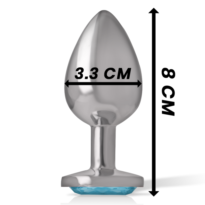 INTENSE - ALUMINUM METAL ANAL PLUG WITH BLUE GLASS SIZE M 4 