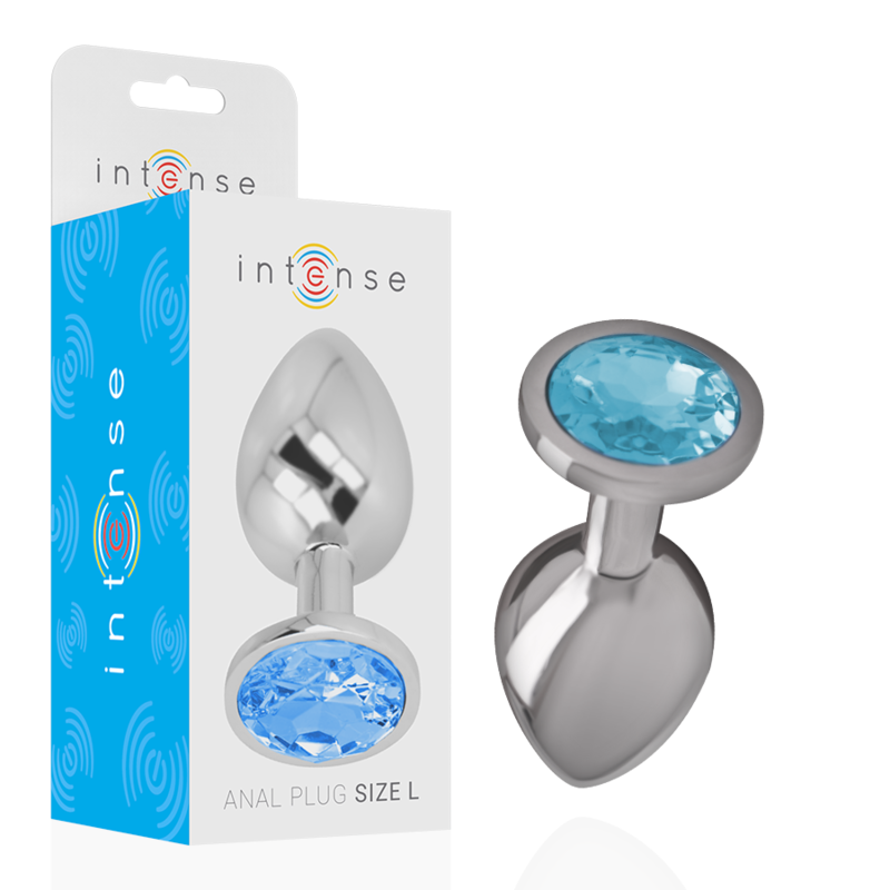 INTENSE - PLUG ANAL EN MÉTAL ALUMINIUM AVEC CRISTAL BLEU TAILLE L 1 