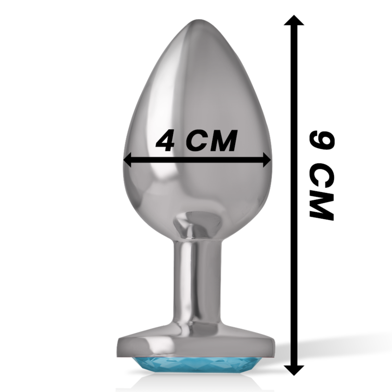 INTENSE - ALUMINUM METAL ANAL PLUG WITH BLUE CRYSTAL SIZE L 4 