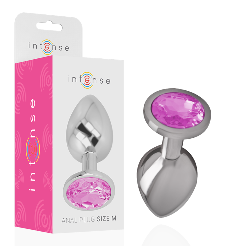 INTENSE - ALUMINUM METAL ANAL PLUG WITH PINK CRYSTAL SIZE M 1 