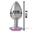 INTENSE - ALUMINUM METAL ANAL PLUG WITH PINK CRYSTAL SIZE L 4 