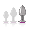 INTENSE - ALUMINUM METAL ANAL PLUG WITH PINK CRYSTAL SIZE L 5 