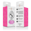 INTENSE - PLUG ANALE IN METALLO ALLUMINIO CON CRISTALLO ROSA MISURA L 6 