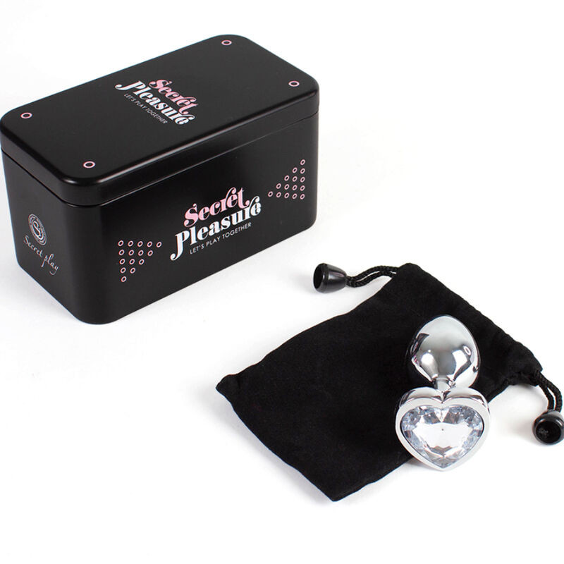 SECRETPLAY - PLUG ANAL EN MÉTAL COEUR CRISTAL CLAIR PETITE TAILLE 7 CM 3 