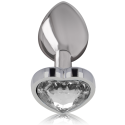 INTENSE - PLUG ANALE IN METALLO ALLUMINIO CON CUORE BIANCO TAGLIA S 2 