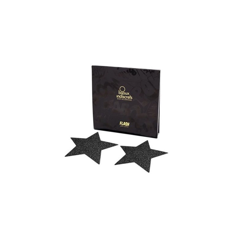 BIJOUX - INDISCRETS FLASH BLACK STAR NIPPLE CAPS 1 