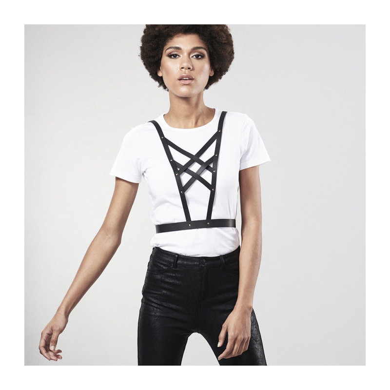 BIJOUX - INDISCRETS MAZE CROSSED HARNESS WITH NECKLINE BLACK 2 