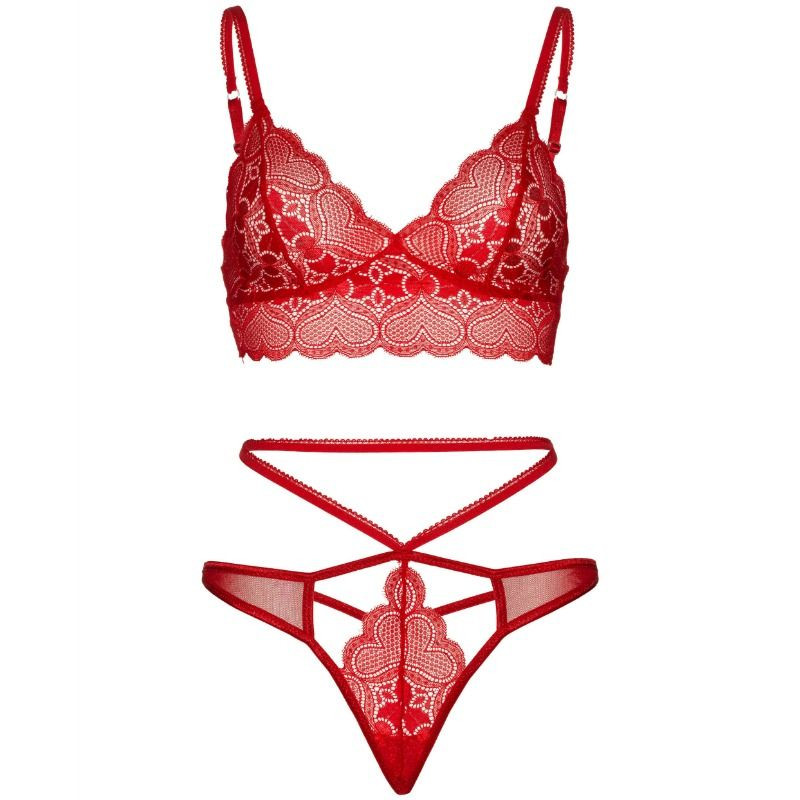 LEG AVENUE - ENSEMBLE 2 PIÈCES BRALETTE ET STRING EN DENTELLE S/M 2 