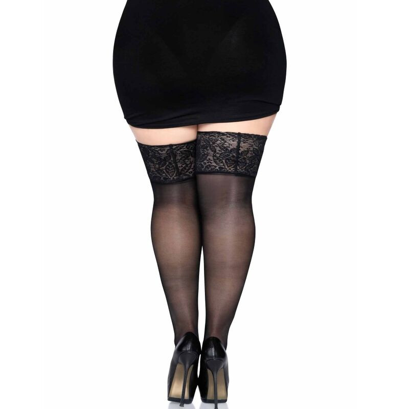 LEG AVENUE - COSTUME AUTOREGGENTE ALTA COSCIA VETRATA PLUS TAGLIA 3 