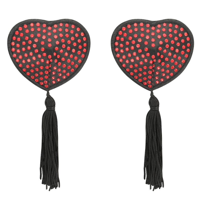 COQUETTE CHIC DESIRE - NIPPLE COVERS HEART BLACK / RED 2 