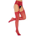 LEG AVENUE - LACE UP GARTERBELT STOCKINGS BURGUNDY ONE SIZE 1 