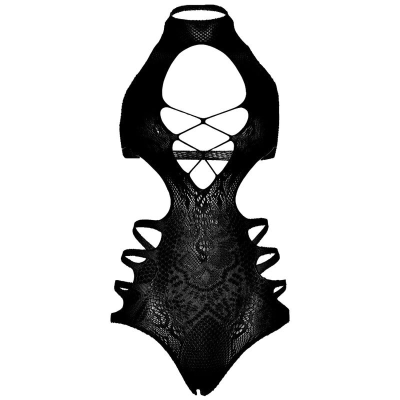 LEG AVENUE - CUT OUT STRAPPY BODYSUIT EINE GRÖSSE - SCHWARZ 5 