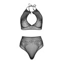 LEG AVENUE - TWO PIECES SET HALTER CROP TOP & THONG PANTY PANTY ONE SIZE 4 