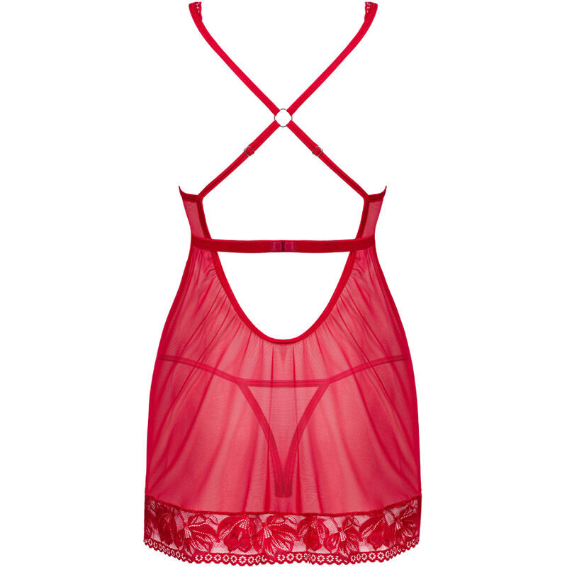 OBSESSIVE - LACELOVE BABYDOLL & TANGA ROUGE M/L 5 