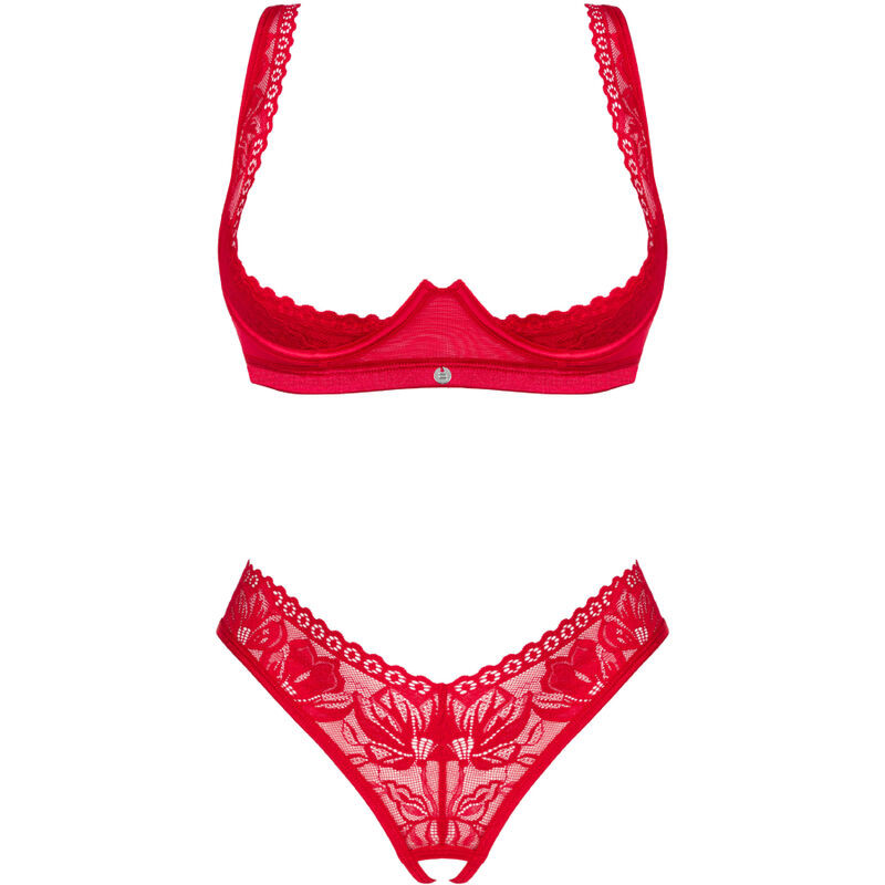 OBSESSIVE - ENSEMBLE LACELOVE DEUX PIÈCES CUPLESS ROUGE XS/S 4 